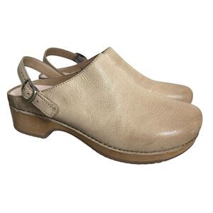 Dansko Ingrid Clogs Honey Distressed Leather Wedge Boho Classic Womens EU 40